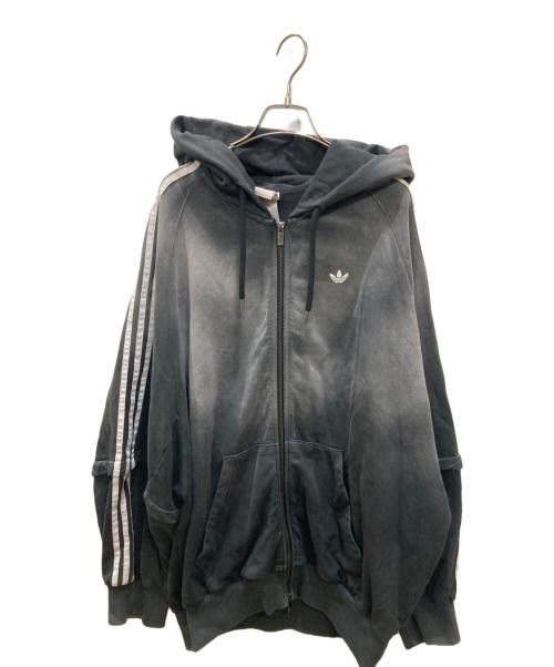 adidas（アディダス）adidas (アディダス) ウォッシュ オーバーサイズ フルジップ パーカー ブラック サイズ:Mの古着・服飾アイテム