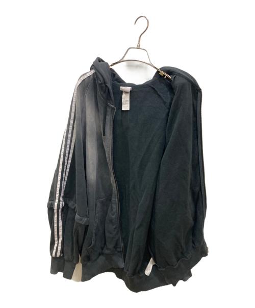 adidas（アディダス）adidas (アディダス) ウォッシュ オーバーサイズ フルジップ パーカー ブラック サイズ:Mの古着・服飾アイテム