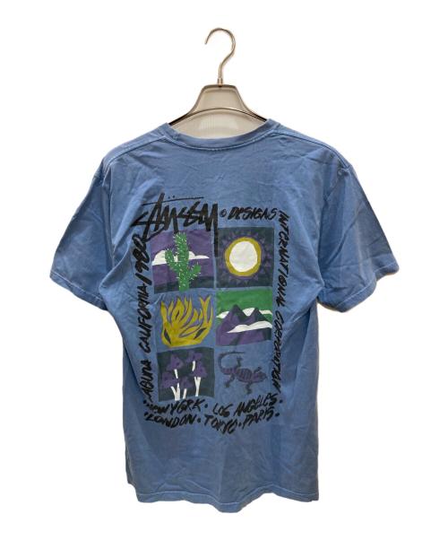 stussy（ステューシー）stussy (ステューシー) ピグメントダイプリントTシャツ ブルー サイズ:Mの古着・服飾アイテム