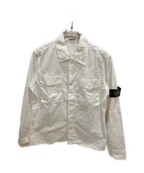STONE ISLAND（ストーンアイランド）STONE ISLAND (ストーンアイランド) コットンナイロンオーバーシャツジャケット ホワイト サイズ:Lの古着・服飾アイテム