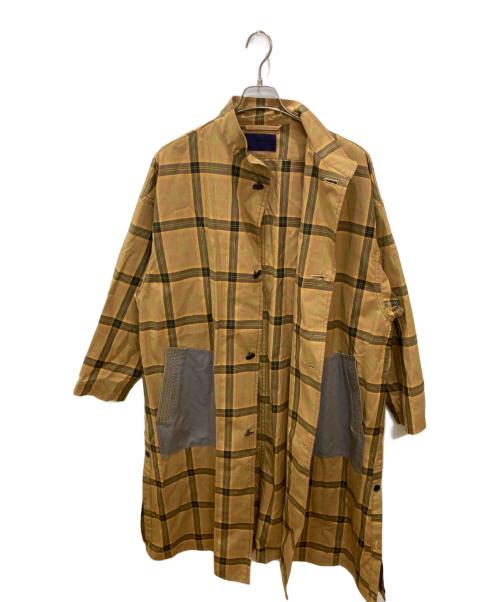 TOMORROW LAND（トゥモローランド）TOMORROW LAND (トゥモローランド) コットン チェックコンビ スタンドカラーコート イエロー サイズ:Sの古着・服飾アイテム