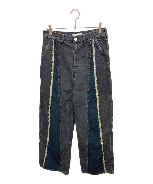 jieda（ジエダ）jieda (ジエダ) SWITCHING OVER DENIM PANTS ブラック サイズ:1の古着・服飾アイテム