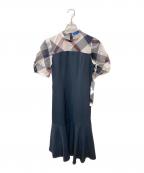 BLUE LABEL CRESTBRIDGEブルーレーベルクレストブリッジ）の古着「長袖ワンピース」｜ネイビー