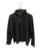 HOMME PLISSE ISSEY MIYAKEオム プリッセ イッセイ ミヤケ）の古着「ハーフジップ プリーツ プルオーバー」｜ブラック