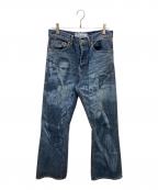 DAIRIKUダイリク）の古着「LASER PRINTED DENIM PANTS/ブーツカットジーンズ」｜インディゴ