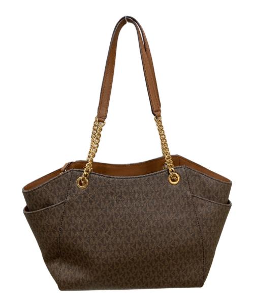 MICHAEL KORS（マイケルコース）MICHAEL KORS (マイケルコース) ラージ チェーン ショルダー トートバッグ ブラウンの古着・服飾アイテム
