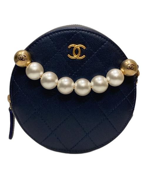 CHANEL（シャネル）CHANEL (シャネル) パール装飾サークルチェーンショルダーバッグ ネイビーの古着・服飾アイテム
