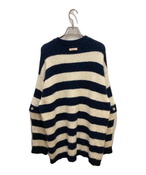 GUCCI（グッチ）GUCCI (グッチ) ボーダーパイルニット ホワイト×ネイビー サイズ:Mの古着・服飾アイテム