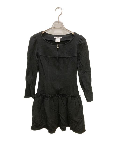 Rene（ルネ）Rene (ルネ) パールジップフリルワンピース ブラック サイズ:Sの古着・服飾アイテム