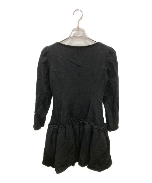 Rene（ルネ）Rene (ルネ) パールジップフリルワンピース ブラック サイズ:Sの古着・服飾アイテム