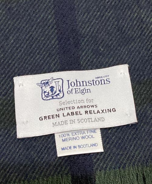 JOHNSTONS OF ELGIN（ジョンストンズ オブ エルガン）JOHNSTONS OF ELGIN (ジョンストンズ オブ エルガン) green label relaxing (グリーンレーベルリラクシング) 別注メルノウール大判ストール グリーンの古着・服飾アイテム