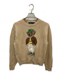 POLO RALPH LAUREN（ポロ・ラルフローレン）の古着「ポロベア刺繍ショート丈ニット」｜ベージュ