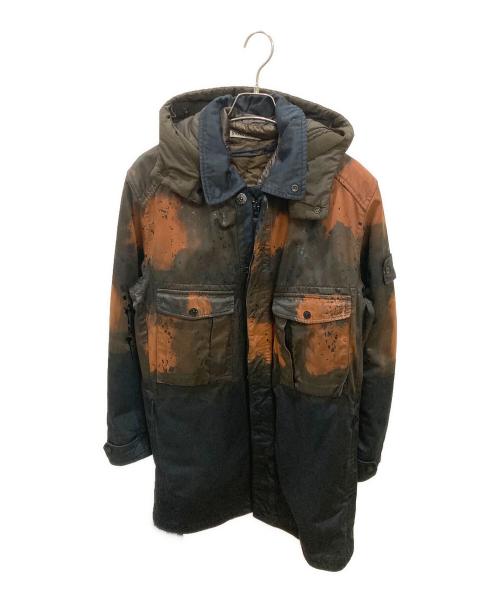 STONE ISLAND（ストーンアイランド）STONE ISLAND (ストーンアイランド) Raso Hand Paint Tortoise Shell / ダウンライナー付きハンドペイントジャケット ネイビー×ブラウン サイズ:Mの古着・服飾アイテム