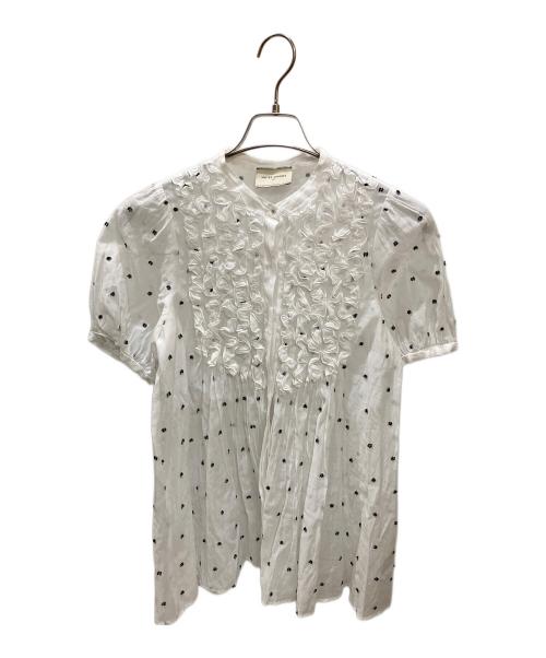 UNITED ARROWS TOKYO（ユナイテッドアローズトウキョウ）UNITED ARROWS TOKYO (ユナイテッドアローズトウキョウ) 2トーン ドットジャガード ブラウス ホワイト サイズ:Freeの古着・服飾アイテム