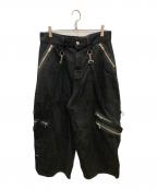 MINEDENIM×KIDILLマインデニム×キディル）の古着「WIDE ZIP & STRAPS DENIM PANTS」｜ブラック