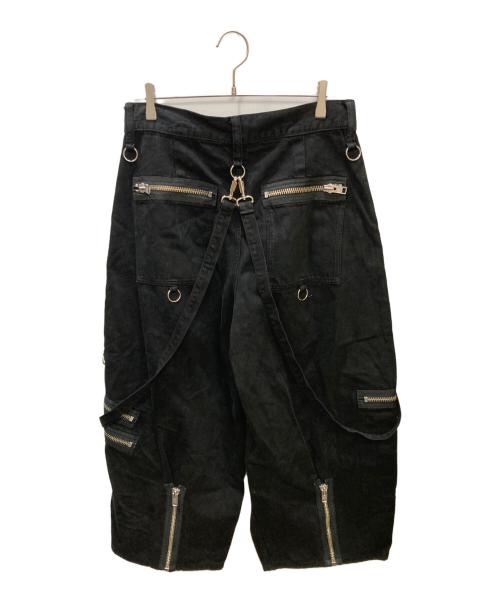 MINEDENIM（マインデニム）MINEDENIM (マインデニム) KIDILL (キディル) WIDE ZIP & STRAPS DENIM PANTS ブラック サイズ:46の古着・服飾アイテム