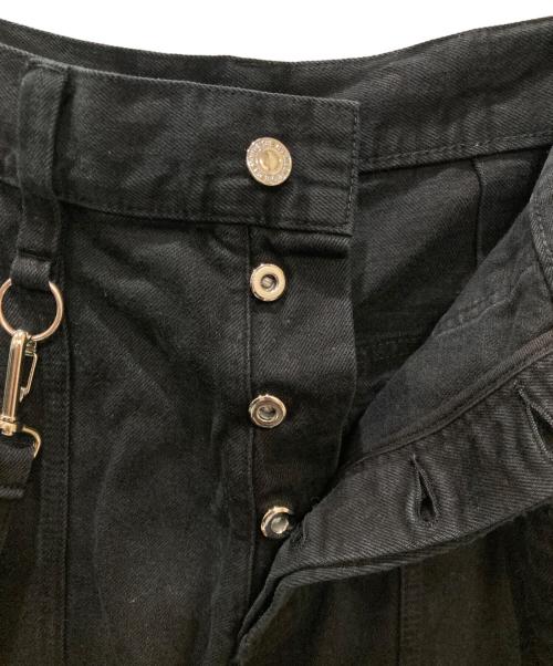 MINEDENIM（マインデニム）MINEDENIM (マインデニム) KIDILL (キディル) WIDE ZIP & STRAPS DENIM PANTS ブラック サイズ:46の古着・服飾アイテム