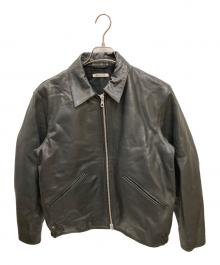 FREAK'S STORE（フリークスストア）の古着「Calf Leather Minimal Single Riders Jacket」｜ブラック