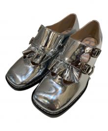 HOUGA（ホウガ）の古着「フリルモンクシューズ / two-step shoes」｜シルバー