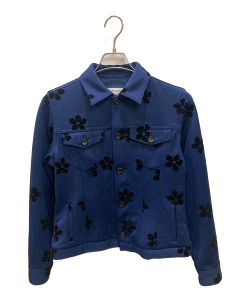 ROBE DE CHAMBRE COMME DES GARCONS（ローブドシャンブル コムデギャルソン）ROBE DE CHAMBRE COMME DES GARCONS (ローブドシャンブル コムデギャルソン) 00S フロッキーフラワー装飾ジャケット ブルー サイズ:Lの古着・服飾アイテム