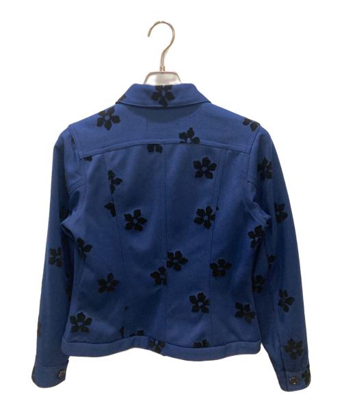 ROBE DE CHAMBRE COMME DES GARCONS（ローブドシャンブル コムデギャルソン）ROBE DE CHAMBRE COMME DES GARCONS (ローブドシャンブル コムデギャルソン) 00S フロッキーフラワー装飾ジャケット ブルー サイズ:Lの古着・服飾アイテム