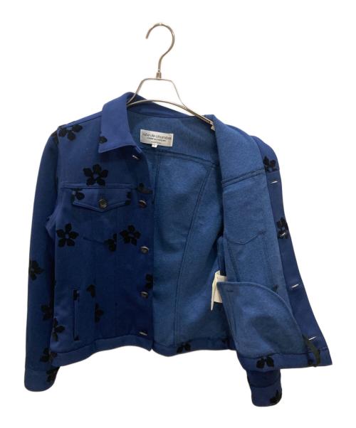 ROBE DE CHAMBRE COMME DES GARCONS（ローブドシャンブル コムデギャルソン）ROBE DE CHAMBRE COMME DES GARCONS (ローブドシャンブル コムデギャルソン) 00S フロッキーフラワー装飾ジャケット ブルー サイズ:Lの古着・服飾アイテム
