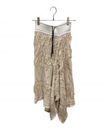 malamute（マラミュート）の古着「alan fringe skirt / ニットフリンジレイヤードスカート」｜ベージュ