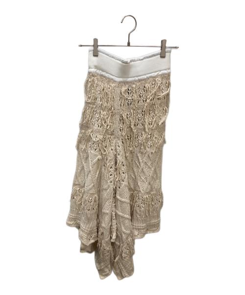 malamute（マラミュート）malamute (マラミュート) alan fringe skirt / ニットフリンジレイヤードスカート ベージュ サイズ:Freeの古着・服飾アイテム