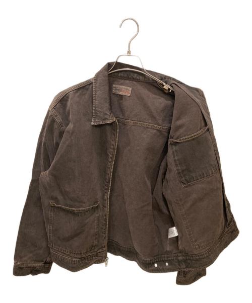 stussy（ステューシー）stussy (ステューシー) 製品染ジップデニムワークジャケット / Denim Zip Work Jacket ブラウン サイズ:Mの古着・服飾アイテム