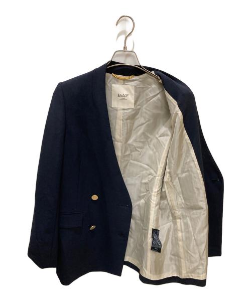 journal standard L'essage（ジャーナルスタンダード レサージュ）journal standard L'essage (ジャーナルスタンダード レサージュ) ノーカラーキンボタンジャケット ネイビー サイズ:記載なしの古着・服飾アイテム