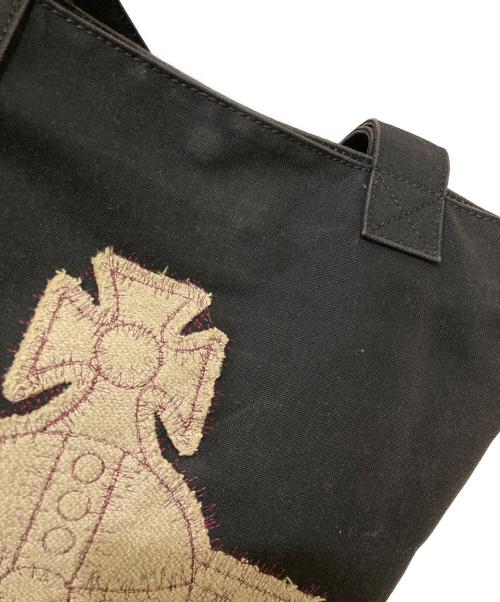 Vivienne Westwood（ヴィヴィアンウエストウッド）Vivienne Westwood (ヴィヴィアンウエストウッド) ロゴ刺繍キャンバストート ブラックの古着・服飾アイテム