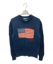 POLO RALPH LAUREN（ポロ・ラルフローレン）の古着「星条旗ニット」｜ネイビー