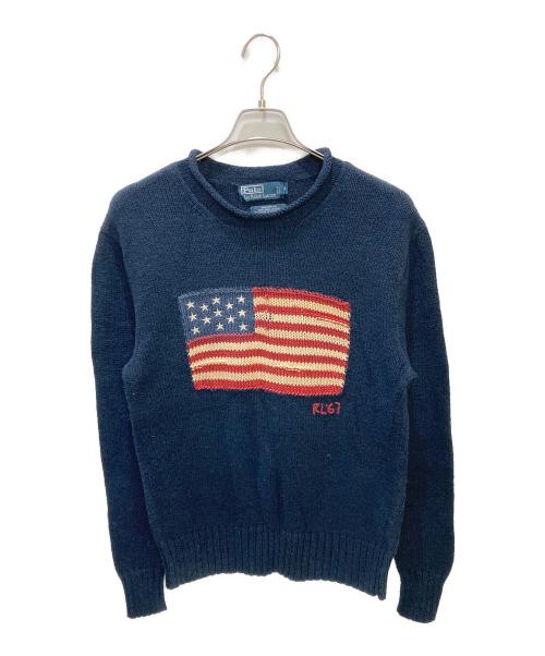 POLO RALPH LAUREN（ポロ・ラルフローレン）POLO RALPH LAUREN (ポロ・ラルフローレン) 星条旗ニット ネイビー サイズ:Sの古着・服飾アイテム