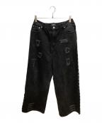 AFBエーエフビー）の古着「PATCHED DENIM PANTS / デニムパンツ」｜ブラック