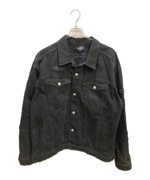 AFB（エーエフビー）AFB (エーエフビー) OVERSIZED PATCHED DENIM JACKET / デニムジャケット ブラック サイズ:ＸＬの古着・服飾アイテム