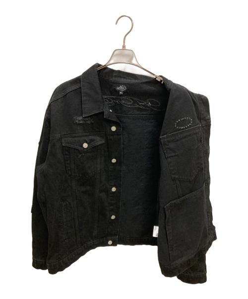 AFB（エーエフビー）AFB (エーエフビー) OVERSIZED PATCHED DENIM JACKET / デニムジャケット ブラック サイズ:ＸＬの古着・服飾アイテム