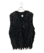 BEDWIN &THE HEARTBREAKERSベドウィンアンドザ ハートブレイカーズ）の古着「LONG HAIR MOHAIR VEST  CHEWIE / ロングヘアーベスト」｜ブラック