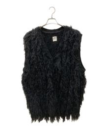 BEDWIN &THE HEARTBREAKERS（ベドウィンアンドザ ハートブレイカーズ）の古着「LONG HAIR MOHAIR VEST  CHEWIE / ロングヘアーベスト」｜ブラック