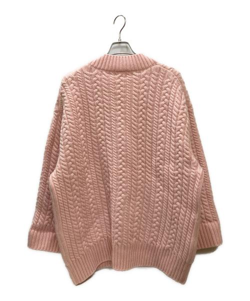 YORI（ヨリ）YORI (ヨリ) ウールケーブルカーディガン ピンク サイズ:Mの古着・服飾アイテム