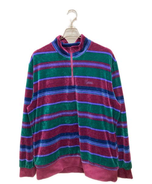 SUPREME（シュプリーム）SUPREME (シュプリーム) Stripe Velour Half Zip Pullover / ベロアプルオーバー パープル サイズ:XLの古着・服飾アイテム