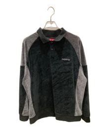 SUPREME（シュプリーム）の古着「Paneled Velour L/S Polo / ベロアポロシャツ」｜ブラック
