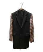 GIVENCHYジバンシィ）の古着「チェック袖切替チェスターコート」｜ブラック