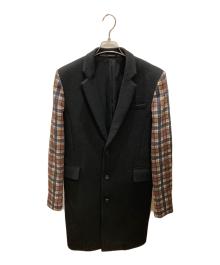 GIVENCHY（ジバンシィ）の古着「チェック袖切替チェスターコート」｜ブラック