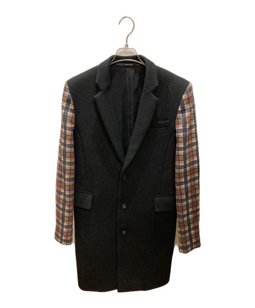 GIVENCHY（ジバンシィ）GIVENCHY (ジバンシィ) チェック袖切替チェスターコート ブラック サイズ:48の古着・服飾アイテム