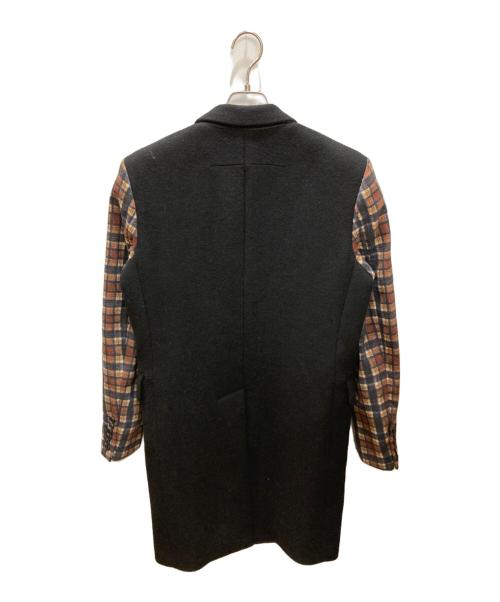 GIVENCHY（ジバンシィ）GIVENCHY (ジバンシィ) チェック袖切替チェスターコート ブラック サイズ:48の古着・服飾アイテム