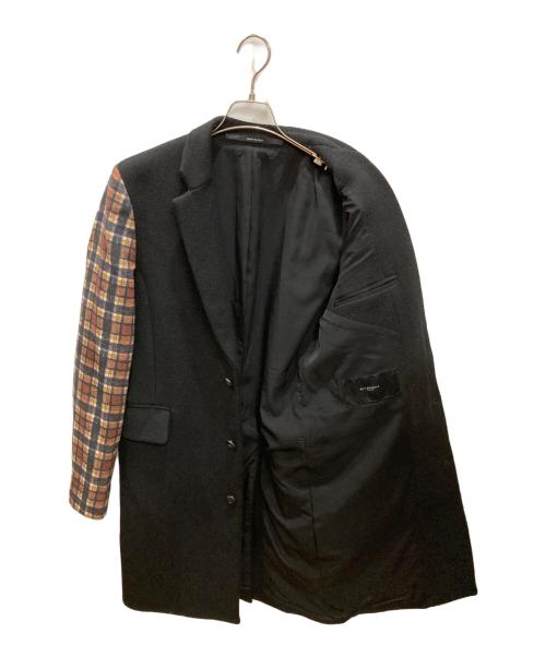 GIVENCHY（ジバンシィ）GIVENCHY (ジバンシィ) チェック袖切替チェスターコート ブラック サイズ:48の古着・服飾アイテム
