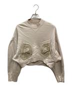 Mame Kurogouchiマメクロゴウチ）の古着「Cording Embroidery Cropped Sweatshirt」｜ベージュ