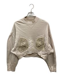 Mame Kurogouchi（マメクロゴウチ）の古着「Cording Embroidery Cropped Sweatshirt」｜ベージュ
