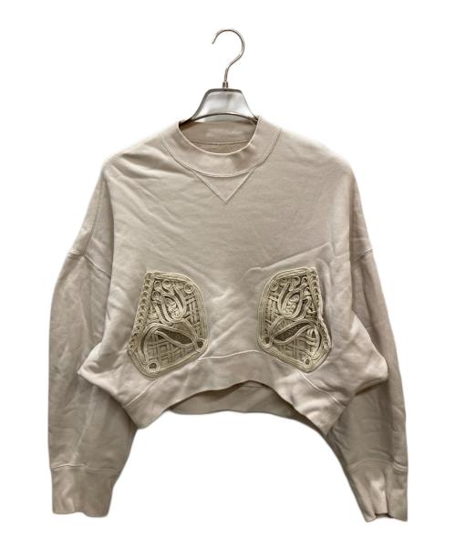 Mame Kurogouchi（マメクロゴウチ）Mame Kurogouchi (マメクロゴウチ) Cording Embroidery Cropped Sweatshirt ベージュ サイズ:2の古着・服飾アイテム