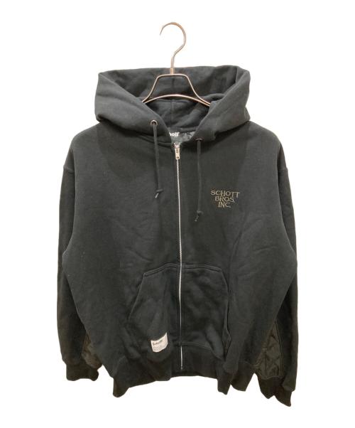 Schott（ショット）Schott (ショット) QUILTED COMBI. ZIP HOODED ブラック サイズ:Lの古着・服飾アイテム